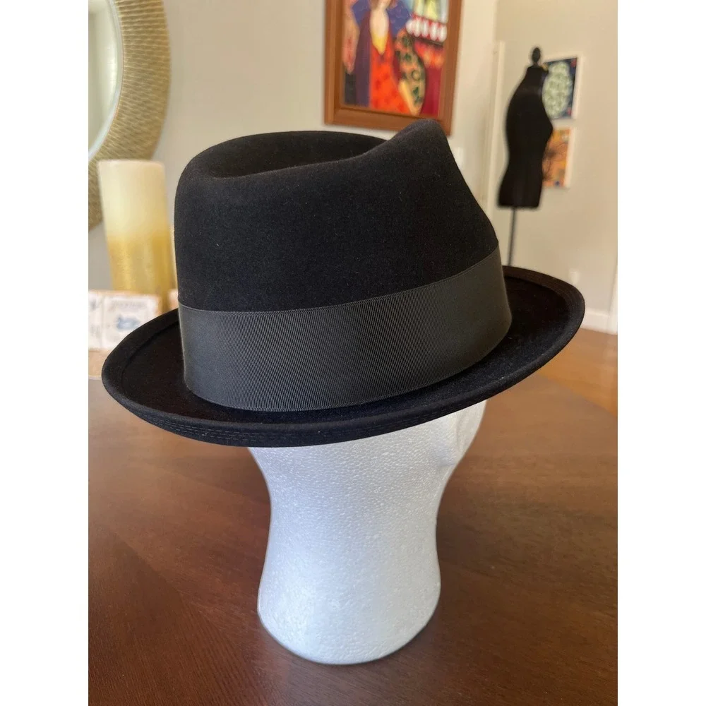 Stetson Royal Fedora Mens 7 1/4 Black Excellent Vintage Fur Felt Dress Hat